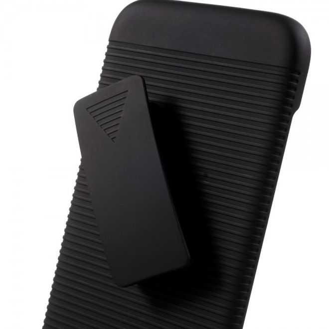 Samsung Galaxy S7 Edge Hart Plastik Case mit Linienmuster und Gurthalterung - schwarz