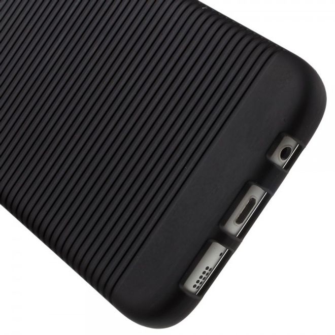 Samsung Galaxy S7 Edge Hart Plastik Case mit Linienmuster und Gurthalterung - schwarz