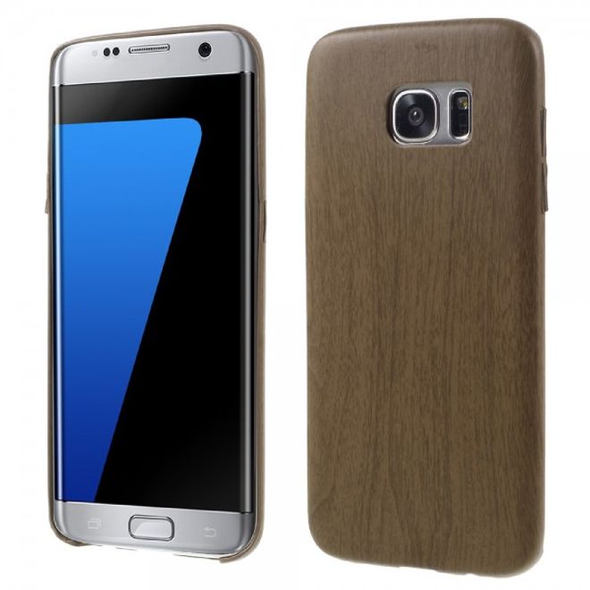 Samsung Galaxy S7 Edge Hart Plastik Cover Hülle mit Holzmuster - braun