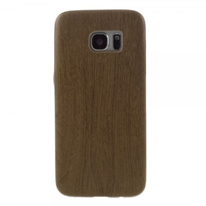 Samsung Galaxy S7 Edge Hart Plastik Cover Hülle mit Holzmuster - braun