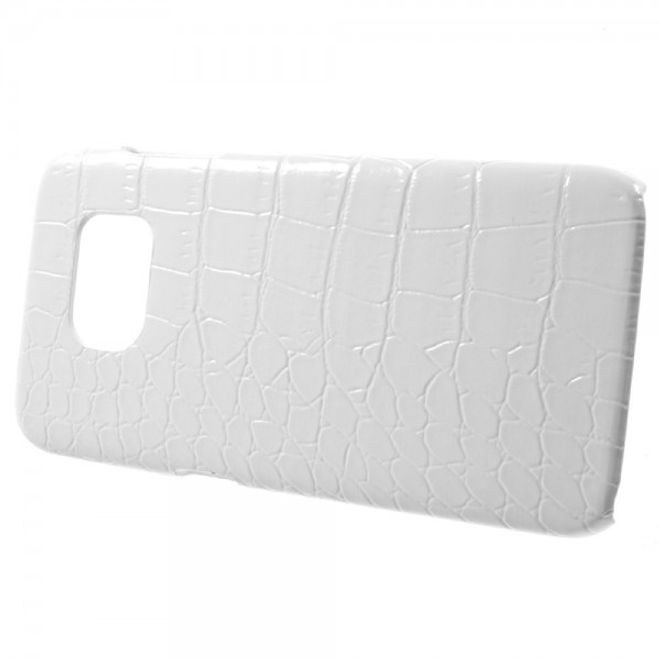 Samsung Galaxy S7 Edge Hart Plastik Cover Hülle mit lederartiger Oberfläche und Krokodiltextur - weiss