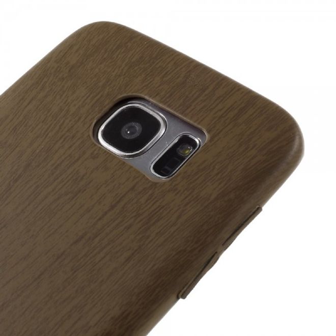 Samsung Galaxy S7 Edge Hart Plastik Cover Hülle mit Holzmuster - braun