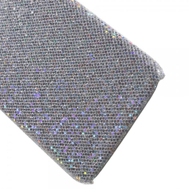 Samsung Galaxy S7 Edge Hart Plastik Cover Hülle mit glitzernder Oberfläche - silber