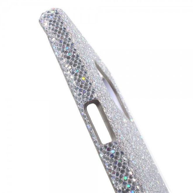 Samsung Galaxy S7 Edge Hart Plastik Cover Hülle mit glitzernder Oberfläche - silber