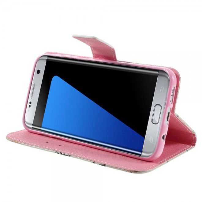 Samsung Galaxy S7 Edge Leder Case Handy Hülle mit farbigem Traumfänger
