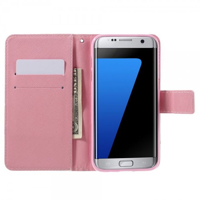 Samsung Galaxy S7 Edge Leder Case Handy Hülle mit farbigem Traumfänger