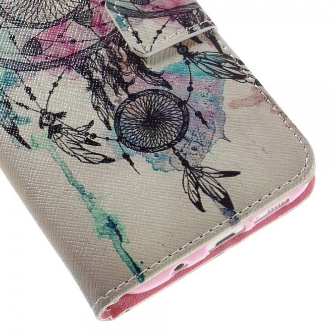 Samsung Galaxy S7 Edge Leder Case Handy Hülle mit farbigem Traumfänger