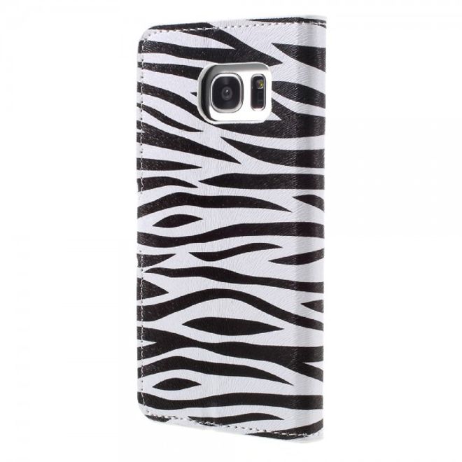 Samsung Galaxy S7 Edge Leder Cover Case Hülle mit Zebrastreifen