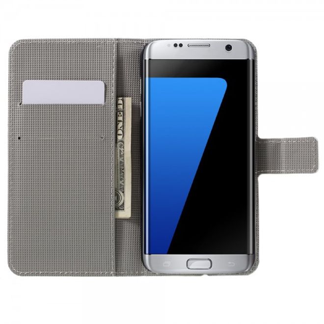 Samsung Galaxy S7 Edge Leder Cover Case Hülle mit Zebrastreifen