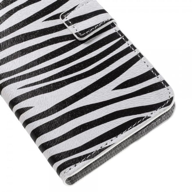 Samsung Galaxy S7 Edge Leder Cover Case Hülle mit Zebrastreifen