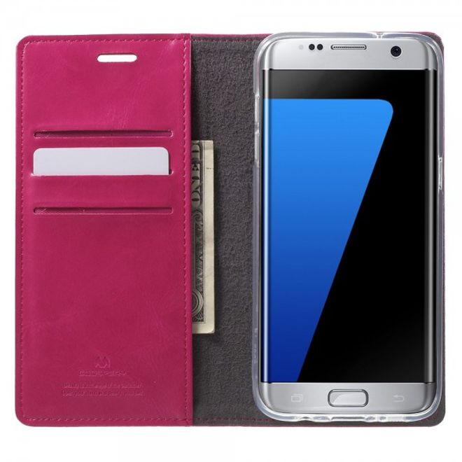 Goospery - Samsung Galaxy S7 Edge Hülle - Handy Bookcover - Bluemoon Flip Series - pink