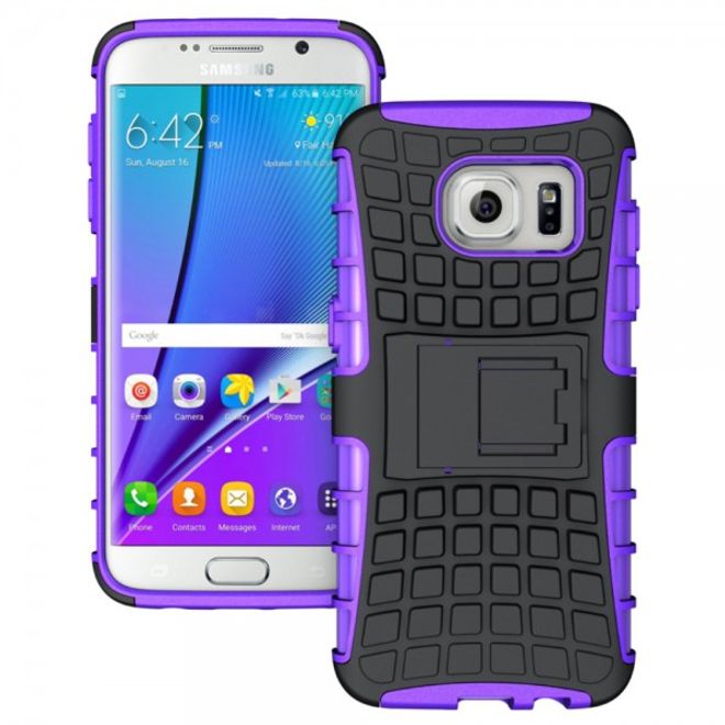 Samsung Galaxy S7 Edge Robuste Hart Plastik Case Hülle mit Kickstand - purpur