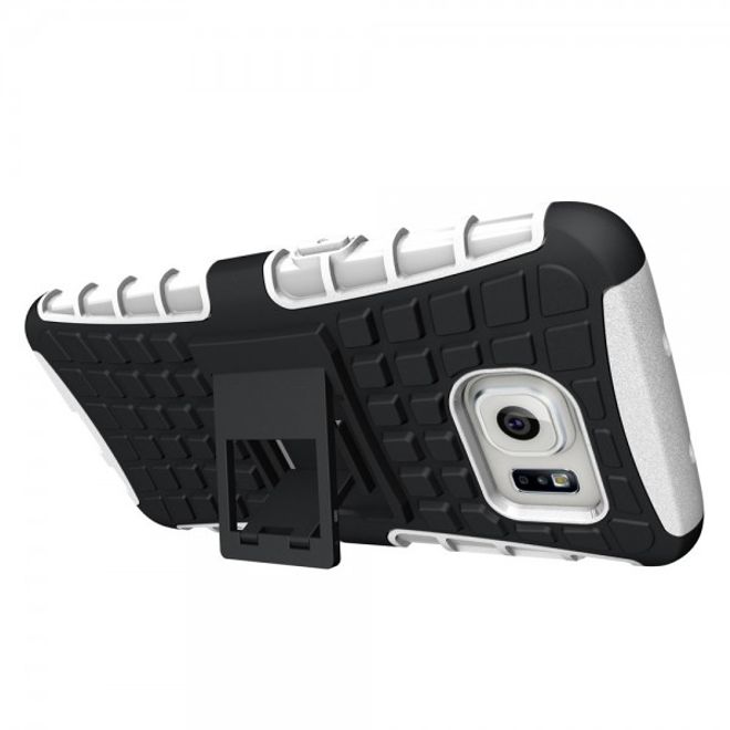 Samsung Galaxy S7 Edge Robuste Hart Plastik Case Hülle mit Kickstand - weiss