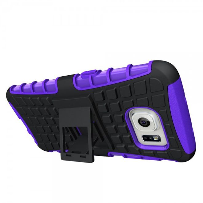 Samsung Galaxy S7 Edge Robuste Hart Plastik Case Hülle mit Kickstand - purpur