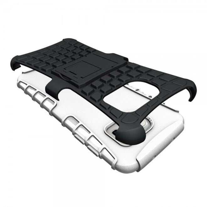 Samsung Galaxy S7 Edge Robuste Hart Plastik Case Hülle mit Kickstand - weiss