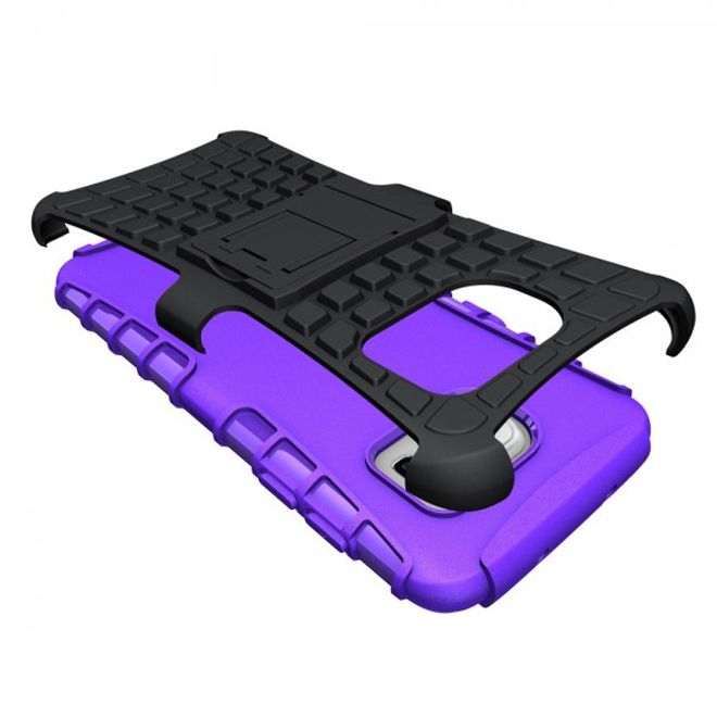 Samsung Galaxy S7 Edge Robuste Hart Plastik Case Hülle mit Kickstand - purpur