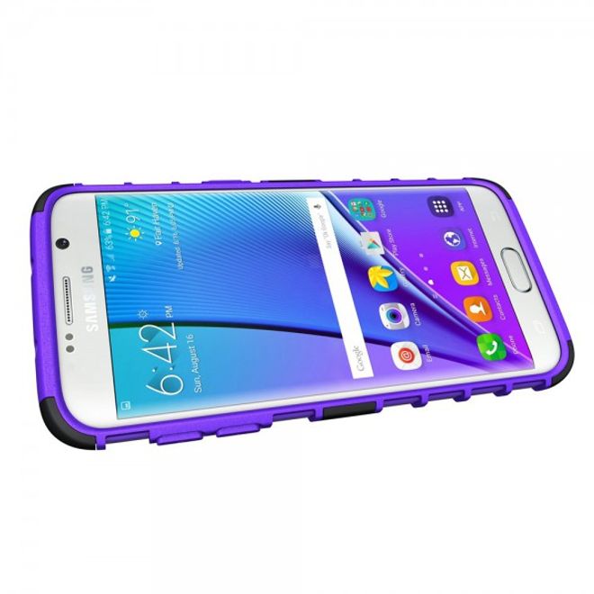 Samsung Galaxy S7 Edge Robuste Hart Plastik Case Hülle mit Kickstand - purpur