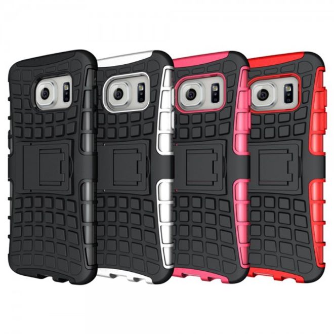 Samsung Galaxy S7 Edge Robuste Hart Plastik Case Hülle mit Kickstand - purpur