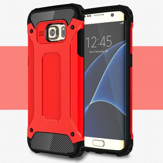 Samsung Galaxy S7 Edge Robuste, stylische Hart Plastik Case Hülle - rot