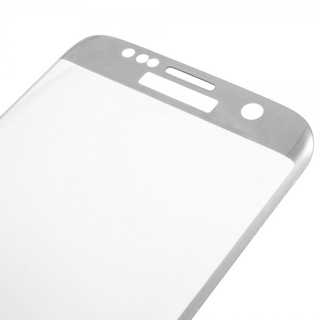 Samsung Galaxy S7 Edge Schutzfolie aus gehärtetem Glas (mit abgerundeten Ecken) - silber
