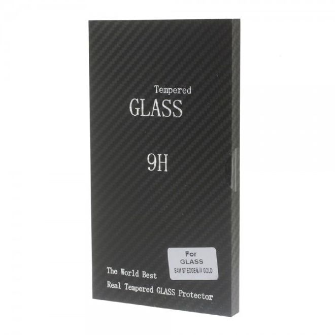 Samsung Galaxy S7 Edge Siebdruck Schutzfolie aus gehärtetem Glas (reicht über das gesamte Display) - transparent