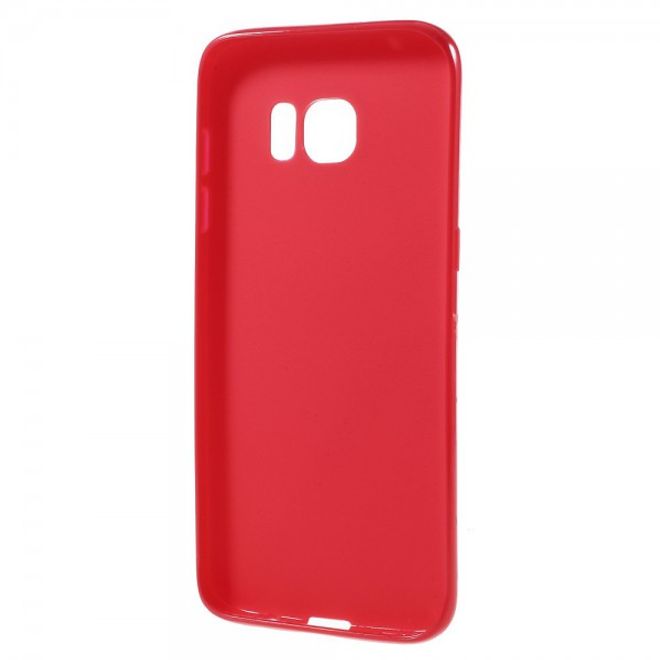 Samsung Galaxy S7 Edge Elastische, matte Hart Plastik Cover Case Hülle - rot
