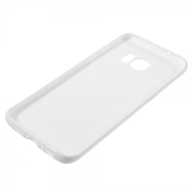 Samsung Galaxy S7 Edge Elastische, matte Hart Plastik Cover Case Hülle - weiss