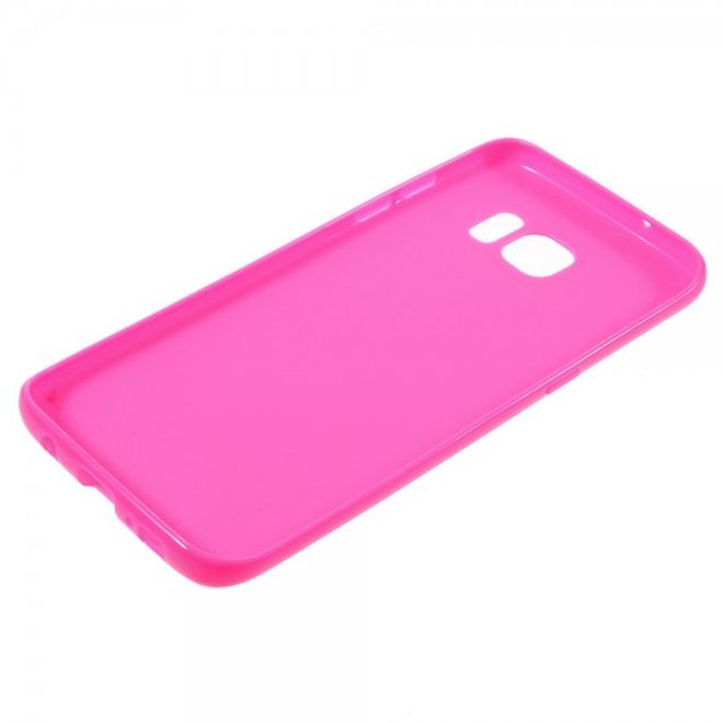 Samsung Galaxy S7 Edge Elastische, matte Hart Plastik Cover Case Hülle - rosa