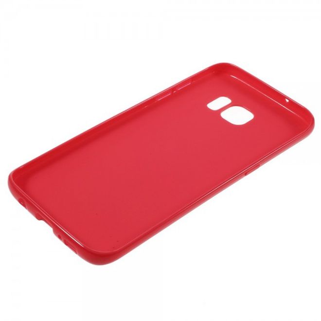 Samsung Galaxy S7 Edge Elastische, matte Hart Plastik Cover Case Hülle - rot