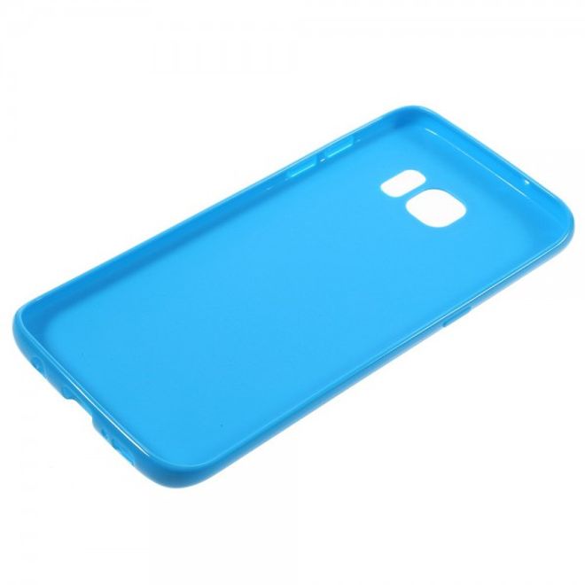 Samsung Galaxy S7 Edge Elastische, matte Hart Plastik Cover Case Hülle - blau