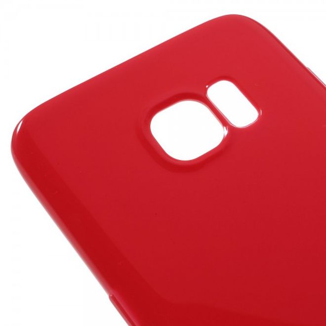 Samsung Galaxy S7 Edge Elastische, matte Hart Plastik Cover Case Hülle - rot