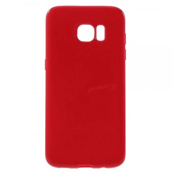 Samsung Galaxy S7 Edge Elastische, matte Hart Plastik Cover Case Hülle - rot