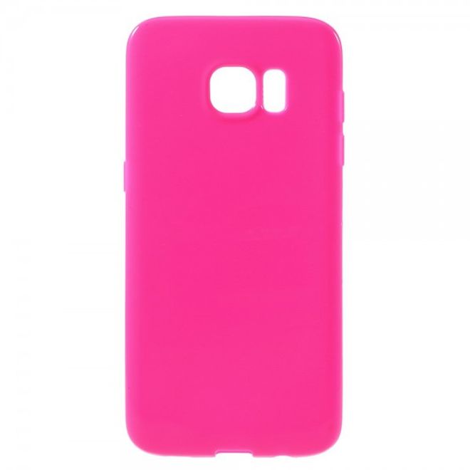 Samsung Galaxy S7 Edge Elastische, matte Hart Plastik Cover Case Hülle - rosa