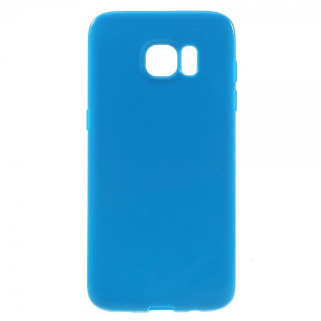 Samsung Galaxy S7 Edge Elastische, matte Hart Plastik Cover Case Hülle - blau