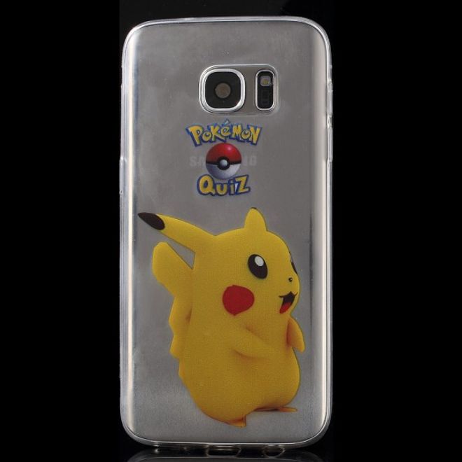 Samsung Galaxy S7 Elastische, dünne Plastik Cover Gummihülle mit Pokemon Pickachu