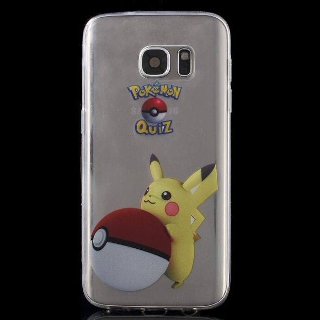 Samsung Galaxy S7 Elastische, dünne Plastik Cover Gummihülle mit Pokeball und Pickachu