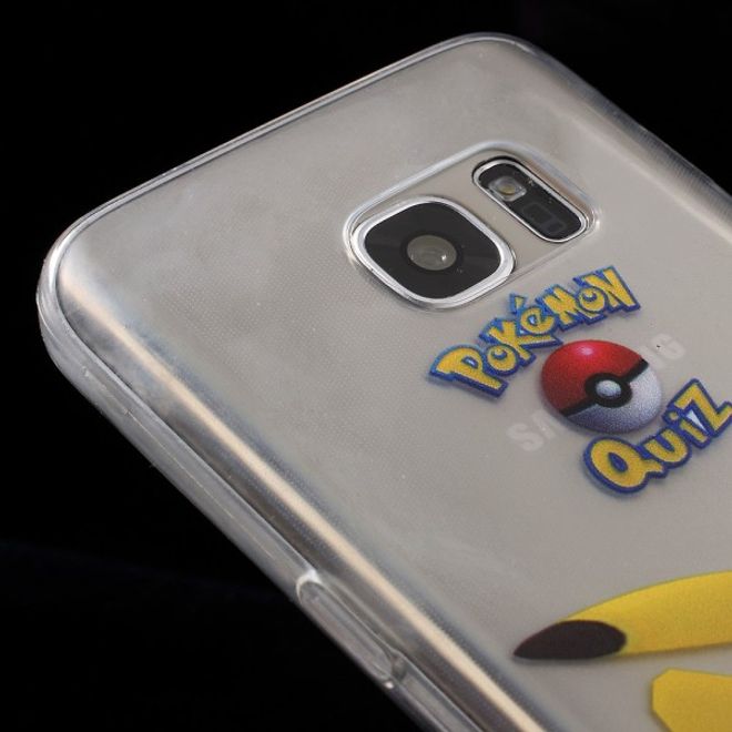 Samsung Galaxy S7 Elastische, dünne Plastik Cover Gummihülle mit Pokemon Pickachu