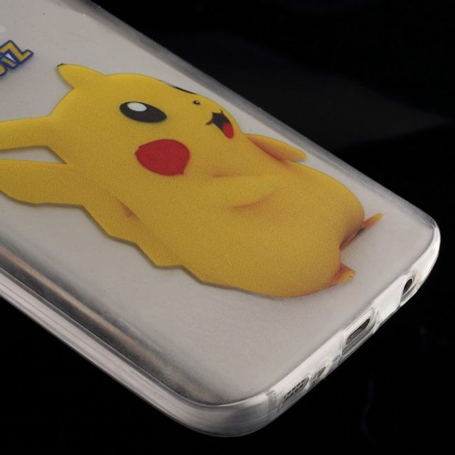 Samsung Galaxy S7 Elastische, dünne Plastik Cover Gummihülle mit Pokemon Pickachu