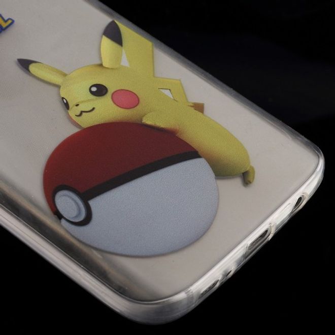 Samsung Galaxy S7 Elastische, dünne Plastik Cover Gummihülle mit Pokeball und Pickachu