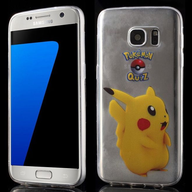 Samsung Galaxy S7 Elastische, dünne Plastik Cover Gummihülle mit Pokemon Pickachu