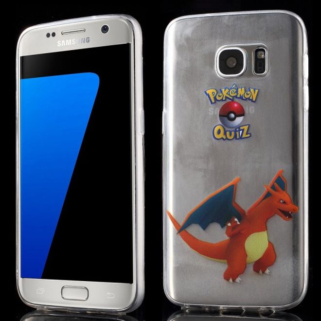 Samsung Galaxy S7 Elastische, dünne Plastik Cover Gummihülle mit Pokemon Glurak