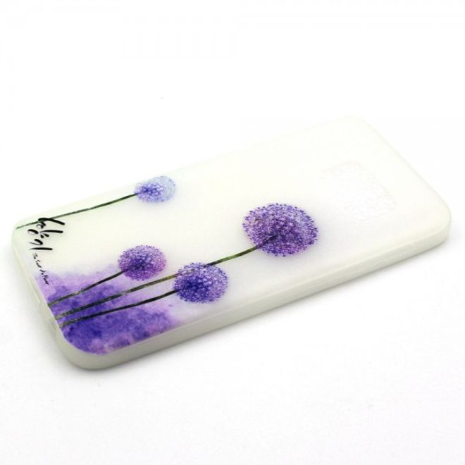 Samsung Galaxy S7 Elastische, leuchtende Plastik Case Hülle mit purpurnem Löwenzahn