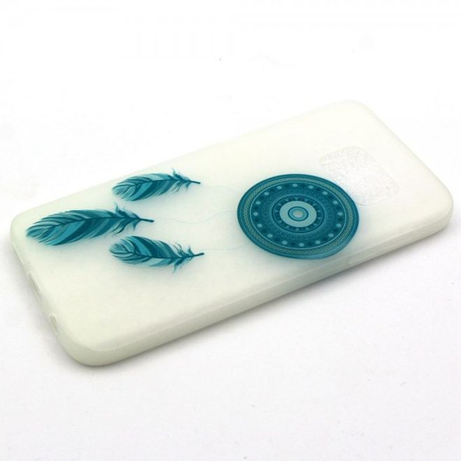 Samsung Galaxy S7 Elastische, leuchtende Plastik Case Hülle mit blauem Traumfänger