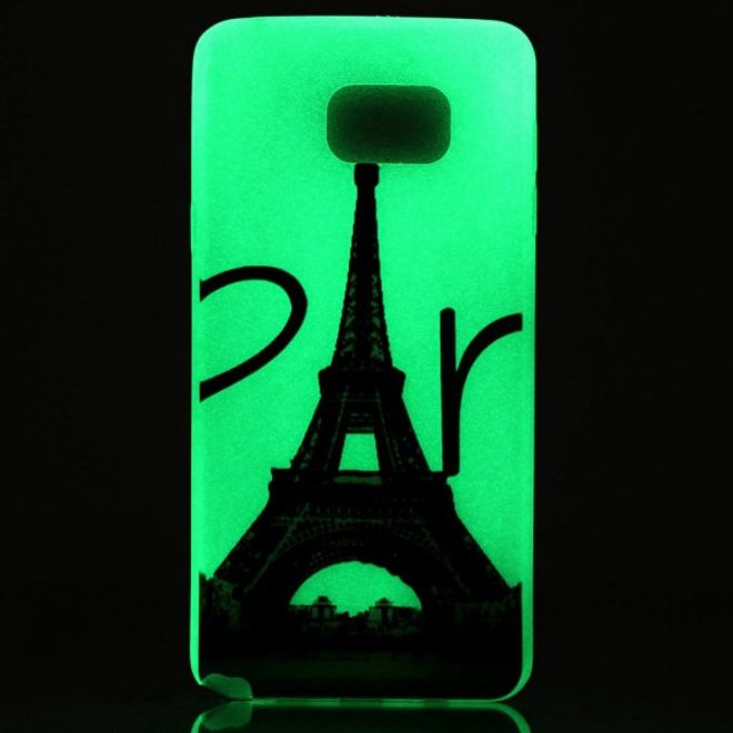 Samsung Galaxy S7 Elastische, leuchtende Plastik Case Hülle mit Eiffelturm