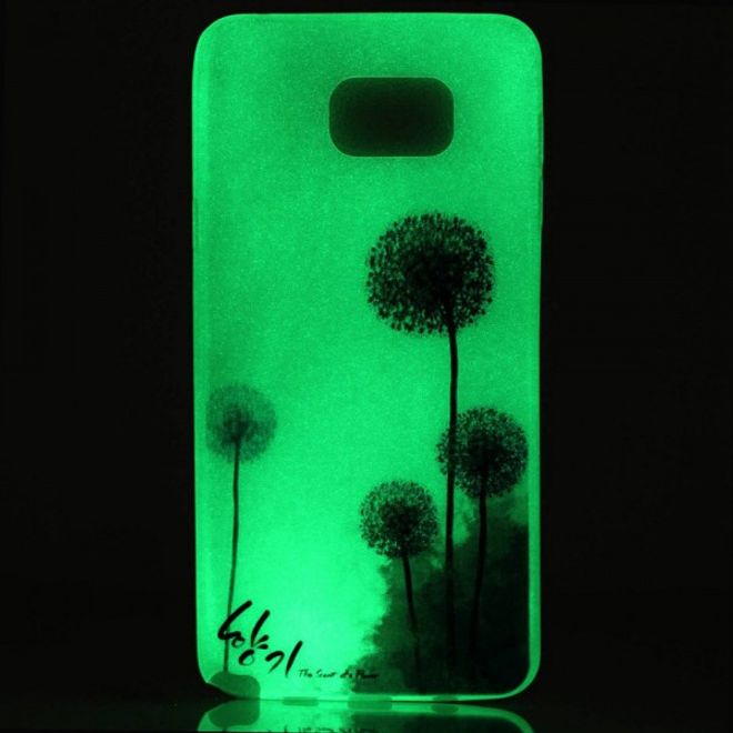 Samsung Galaxy S7 Elastische, leuchtende Plastik Case Hülle mit purpurnem Löwenzahn
