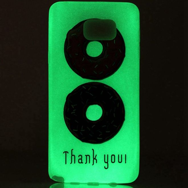 Samsung Galaxy S7 Elastische, leuchtende Plastik Case Hülle mit Donuts