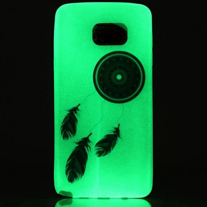 Samsung Galaxy S7 Elastische, leuchtende Plastik Case Hülle mit blauem Traumfänger