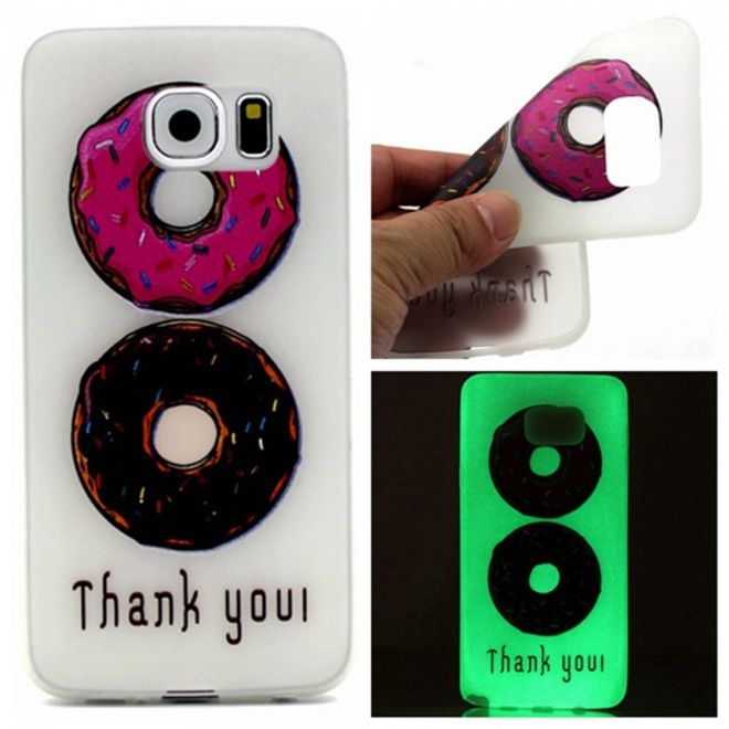 Samsung Galaxy S7 Elastische, leuchtende Plastik Case Hülle mit Donuts