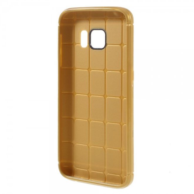 Samsung Galaxy S7 Elastische Plastik Case Hülle mit Maschenmuster - braun