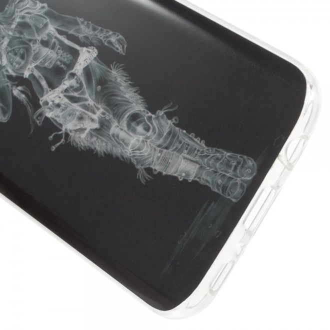 Samsung Galaxy S7 Elastische Plastik Cover Hülle mit süssem Girl und Gewehr